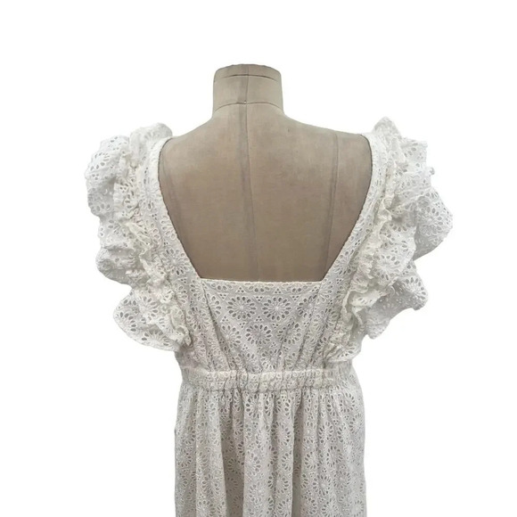 J. Crew Ruffle-Sleeve Maxi Dress in Eyelet in White Size 14 - Picture 9 of 15